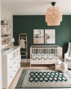 Are you GREEN with envy over this adorable space? We've been seeing so much green in the nursery and we definitely don't hate it!