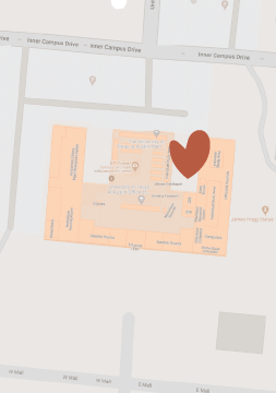 map to courtyard behind UT Tower